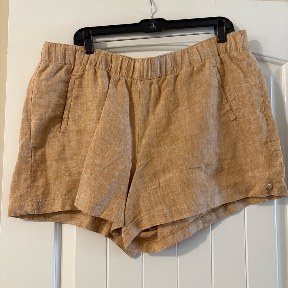 Tan Lily Pulitzer linen Seaview shorts size extra large 3 1/2 inch inseam